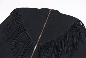 Thời Trang Phụ Nữ Ăn Mặc Mùa Xuân Mới Trong Đàn Hồi Dệt Kim Tua Kim Loại Nút Dài Tay Y2K Evening Đảng Dresses - Product Image 6