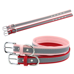 Kalung Anjing Modern Sederhana Solid Reflektif dengan D-Ring, Kulit PU Lembut, untuk Anjing Kecil, Sedang, dan Besar, Anti-Tersedak, Nyaman - Product Image 4