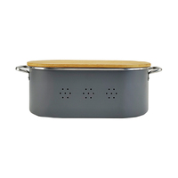 BX boîte à pain en métal gris anti-poussière avec couvercle, conteneur portable de stockage du pain pour la cuisine
