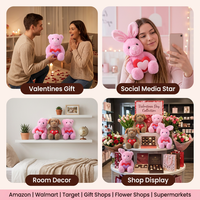 Peluche mignonne pour la Saint-Valentin, ours en peluche, chien, lapin, animal en peluche tenant un cœur rouge, cadeau d'amour, vente en gros