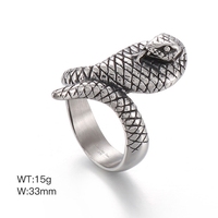 Cincin Unisex Stainless Steel Vintage Grosir, Cincin Jari Kepala Ular Ganda Geometris, Perhiasan Cantik, Hadiah