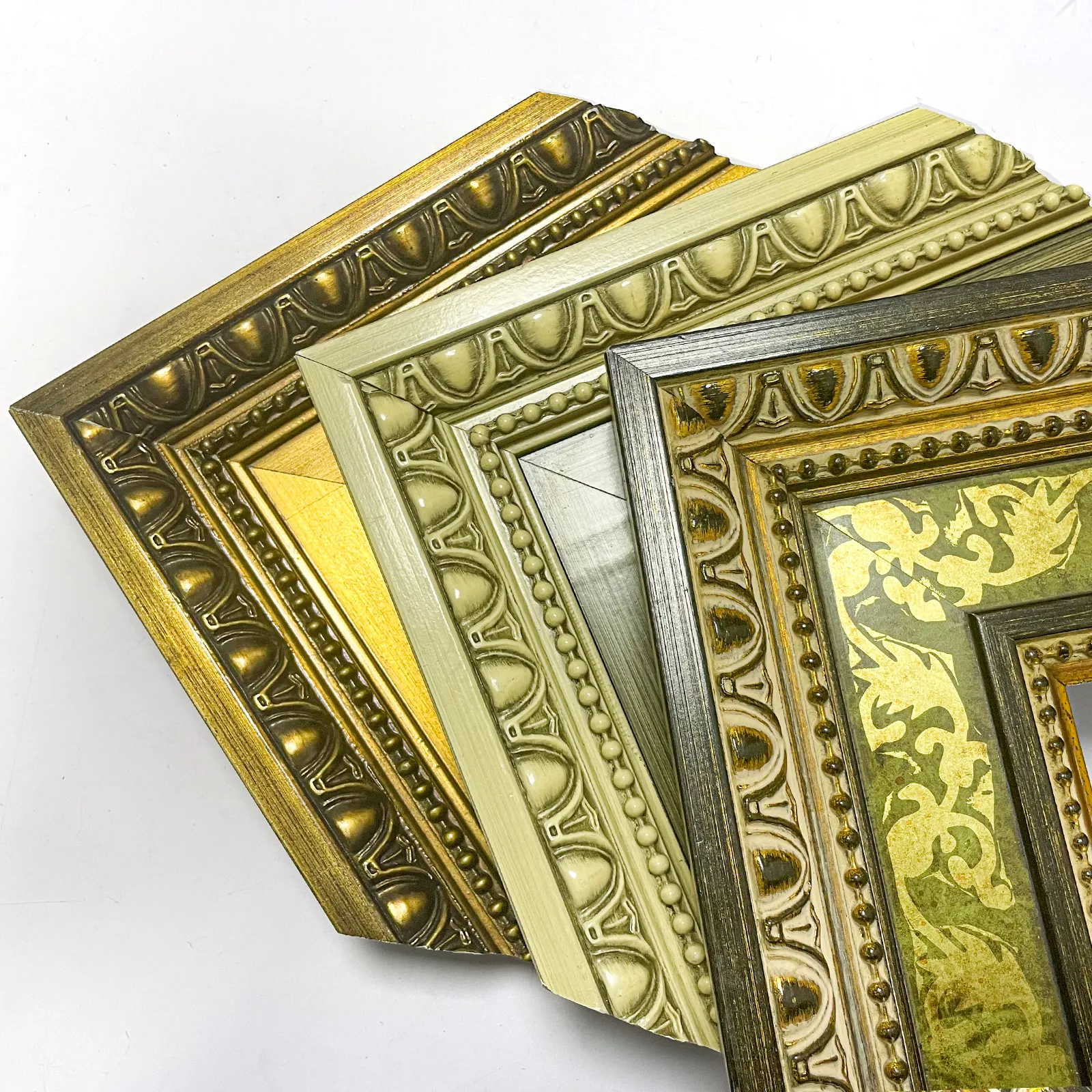Marcos de fotos de madera maciza personalizados de calidad de China DIY ensamblar hoja de oro 10cm de ancho moldura de Marco de imagen Retro de lujo