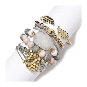 Лидер продаж, эластичный браслет H & P в богемном стиле, браслет из настоящего драгоценного камня, браслет из натурального камня