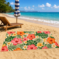 Serviette de plage hawaïenne florale 100 % coton, impression numérique personnalisée, stock disponible, expédition rapide, haute qualité