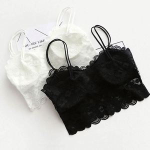 823 Women Floral Sweet Breathable Quick Dry <b>Woolen</b> Halter Neck Short Tank <b>Tops</b> Padded Chest Lace Bralette Front Logo Fitness - Product Image 1