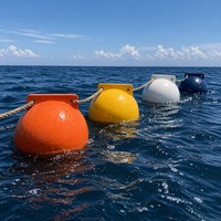 Boya Roja Oceánica Anticorrosiva OEM PE de 1000 mm con Doble Anclaje, Esfera de Un Metro para Defensa Marítima, Barrera Contra Derrames y Minería Submarina