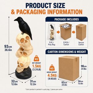 Crâne Gothique Rétro avec Corbeaux en Plastique Écologique Résistant au Soleil – Décoration Saisonnière d'Halloween pour Chemins de Jardin - Product Image 2