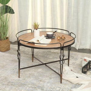 Handcrafted Vintage Distressed Wooden Metal End Side Table Decorative Durable Easy Assembly Center Coffee Table for Living Room - Product Image 1