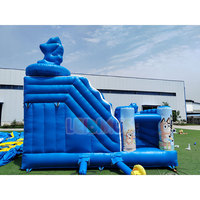 Château gonflable commercial en PVC sur le thème du chien bleu de dessin animé avec toboggan, combo château sauteur pour enfants, idéal pour les fêtes