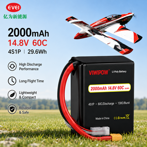 Batterie de drone OEM 60C à décharge rapide 2000mAh 14.8V 4S Lipo VIWIPOW XT60 pour drone de course FPV Quadcopter - Product Image 1