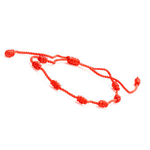 Bracelet en corde rouge fait à la main, Style mexicain espagnol chaud ne se décolore pas rouge et noir tissé à sept nœuds - Product Image 5