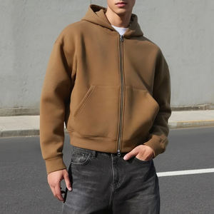 Felpa con Cappuccio YITE Personalizzata in Tessuto Tecnico 500gsm, Oversize, Corta, con <span class=keywords><strong>Zip</strong></span> Intera, Alta Qualità, 100% Cotone Pesante - Product Image 1