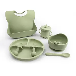2024 New Product Ideas 100% Food Grade Bpa Free Silicone Dinnerware Baby Bowl With Suction Baby Feedings Set