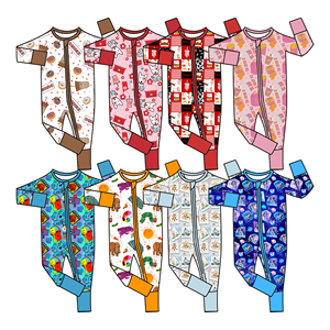 Mới Mềm Bé Quần Áo Bé Trai Bé Gái Jumpsuit Tre Tùy Chỉnh <span class=keywords><strong>In</strong></span> Sleepsuit Bé Ruffle Dây Kéo Romper - Product Image 2