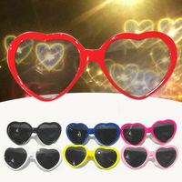 Lunettes de soleil à diffraction en forme de cœur pour femmes, effet de changement de couleur, vente en gros