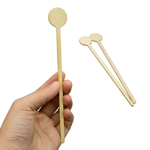 Bâtonnets à mélanger en bambou jetables, tête ronde, emballage individuel, agitateur pour <span class=keywords><strong>café</strong></span> et thé, logo personnalisé au laser pour boissons chaudes, thé au lait - Product Image 1
