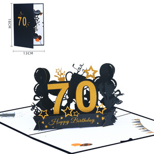 Biglietti d'Auguri 3D Pop-up per <span class=keywords><strong>Compleanno</strong></span> in Stile Stock Paper Crafts, Stampa Digitale a 4 Colori Nero e Oro, con Verniciatura Lucida e Busta - Product Image 2