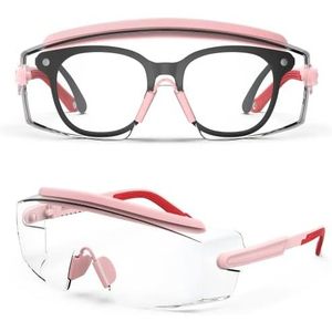 Gafas de Seguridad Rojas de Marco Completo para Usar Sobre Lentes Graduadas, Antivaho, Transparentes, de Policarbonato, Protectoras - Product Image 4