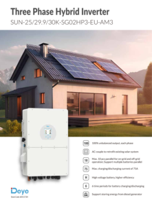 อินเวอร์เตอร์ไฮบริดสามเฟส Deye SUN-25/29.9/30K-SG02HP3-EU-AM3 25KW 30KW 3 MPPT รองรับแบตเตอรี่แรงดันสูง - Product Image 6