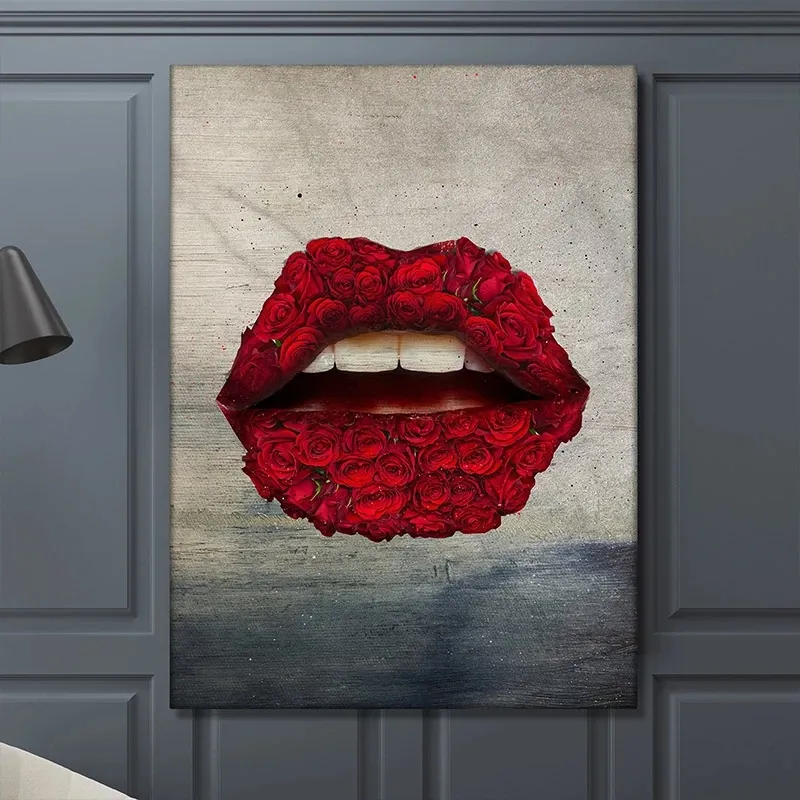 Home Decor Cuadros Criativo Sexy Lábios Com Dinheiro Citação Cartaz Impressão Pintura Imagem Luxo Lábios Impressão em Canvas Wall Art