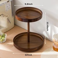 Bambou à 2 niveaux 360 °   Organisateur de maquillage rotatif, plateau de rangement tournant, convient aux cosmétiques, aux parfums, à la salle de bain, à la commode, aux comptoirs de cuisine