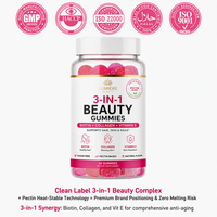 Complexe Beauté 3-en-1 Sans Sucre avec Électrolytes, Pectine, Biotine, Collagène et Vitamine E – Marque Blanche – Vitamines Capillaires Végétaliennes pour Adultes