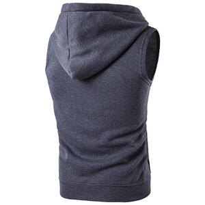 <b>Men's</b> High Quality Sleeveless Hoodie Custom Gym Workout Tank <b>Top</b> with Embroidered Sports Wear Full Zip <b>Crop</b> <b>Top</b> Design - Product Image 2