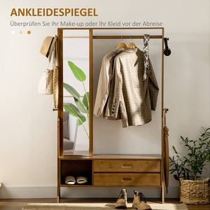 <span class=keywords><strong>Perchero</strong></span> de bambú con espejo para almacenamiento de ropa, accesorio sencillo de pie para dormitorio ordic - Product Image 4