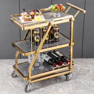 Chariot de service de luxe mobile multi-niveaux en acier inoxydable pour la livraison de repas en restaurant et <span class=keywords><strong>hôtel</strong></span>, haut de gamme, pour le vin (sans garantie) - Product Image 1