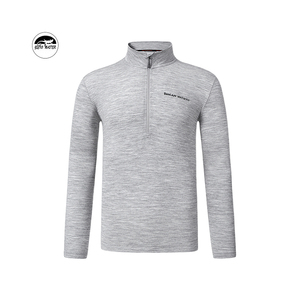 Abiti termici a basso MOQ in stile Heather Grey Top da uomo 100% lana Merino <span class=keywords><strong>manica</strong></span> lunga <span class=keywords><strong>mezza</strong></span> Zip da uomo GECKO MASTER - Product Image 2