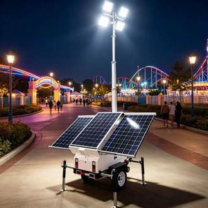 เสาไฟพลังงานแสงอาทิตย์ 4*100W หลอดไฟ LED เสาปรับระดับได้ 9 เมตร IP67 แบตเตอรี่ลิเธียม โมโนคริสตัลไลน์ ธีมสวน - Product Image 2