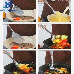 ไม้พายทำ<span class=keywords><strong>อาหาร</strong></span><span class=keywords><strong>ปลา</strong></span>สเตนเลสมีด้ามจับซิลิโคนกันลื่นทนทานสำหรับใช้ในครัวในบ้าน - Product Image 4