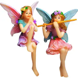 Polyresin/resin garden Fairy Garden - Miniature Fairies Figurines - Sitting Girls Set of 2 pcs - Decorations Statue Kit