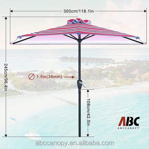 Sombrilla de medio <span class=keywords><strong>patio</strong></span> con rayas azules oscuras y rojas, sombrilla para muebles de exterior, sombrillas para hoteles, patios, diseño plegable - Product Image 4