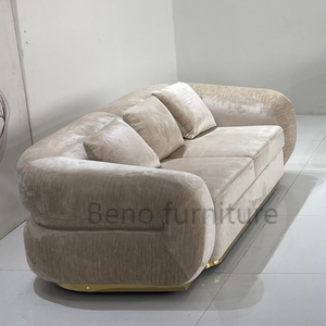 Ensemble de canapés de luxe confortables avec base en métal, lisses et ronds, canapé moderne de luxe pour salon, personnalisable - Product Image 5