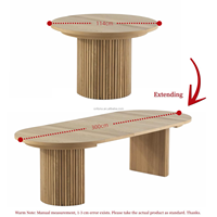 Table Ronde Transformable avec Rangement et Banc Extensible, Entièrement Dépliable pour Accueillir Plus de 10 Personnes et Entièrement Rétractable pour Accueillir 5 Personnes