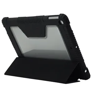 Rugged Folio Case for iPad 8th Generation 10.2 Inch with magnetic cover and clear back cover support logo customization