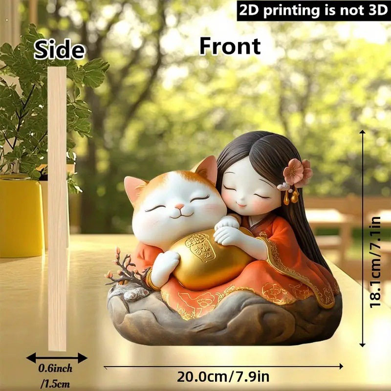 Gato rico y niña
