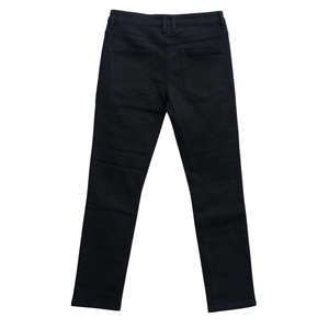 Pantalon en jean slim noir uni extensible et élégant avec déchirures superposées et effilochées pour un look streetwear urbain branché - Product Image 3