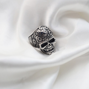 Skull <b>Titanium</b> Steel <b>Ring</b> For Men Geometric Shape Steel Color Gift Jewelry Index Finger <b>Ring</b> - Product Image 2