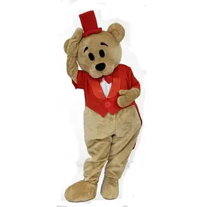 Funtoys红色尾衣棕色泰迪熊吉祥物服装成人动漫卡通动物角色扮演圣诞万圣节