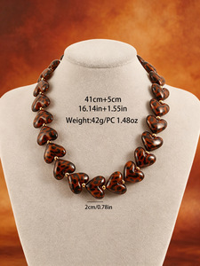 Nuova Collezione Autunnale: Collana con Perline in Acrilico Stampa Leopardata, Perle Geometriche Quadrate, Rotonde e a Cuore, Collane Impermeabili per Donne - Product Image 6