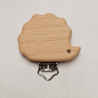 Attache-sucette pour bébé en bois de hêtre écologique, motif animal de dessin animé, avec chaîne anti-perte