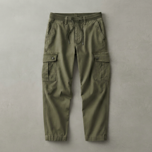 <b>Men's</b> 100% Cotton Solid Straight Cargo Pants Midweight Woven Casual <b>Trousers</b> with Large Pockets Drawstring Waist <b>Summer</b> - Product Image 1