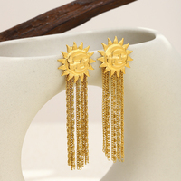 Boucles d'oreilles clous vintage Dreamshow Tendance 2026 Sunburst pour femme, plaqué or, bijoux à pampilles, en acier inoxydable