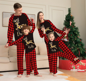 Pijamas infantis europeus e americanos, conjunto de roupas para bebês, crianças, pijama de natal, família - Product Image 4