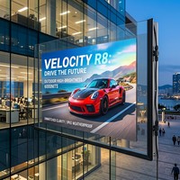 Pantalla LED Invisible de Alta Transparencia P10, Enrollable, para Fachadas de Vidrio, Publicidad en Ventanas de Centros Comerciales