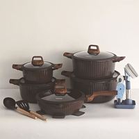 Ensemble de 21 casseroles modernes antiadhésives et durables avec construction en alliage d'aluminium, compatibles induction, finition en pierre médicale