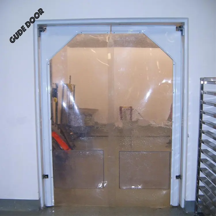 Portes anti-collision en PVC de style industriel Entrée flexible à double ouverture pivotante en acier inoxydable avec moteur à ouverture manuelle pour les entrepôts commerciaux