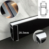 Profil en aluminium noir LED 12V 0,5m en forme de U avec diffuseur de canal à couverture laiteuse, décoration murale, coin d'armoire, barre, bande lumineuse